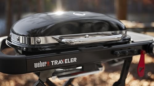 Weber Traveler Compact Gasgrill (2026) / Tragbares klappbares Design mit Rädern, Automatische Deckelarretierung und Deckelthermometer, 1 Brenner, 81 cm breit, 52 x 36 cm Grillfläche, Schwarz – Bild 18
