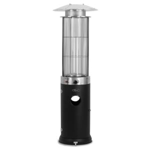 Zelsius Heizstrahler mit Glasröhre Davos 15 kW Schwarz | Ø 57 x (H) 174 cm | Spiralflammen-Heizstrahler, Terrassenheizstrahler, Heizpilz, Feuersäule Outdoor, Gasheizstrahler, Terrassenstrahler Gas