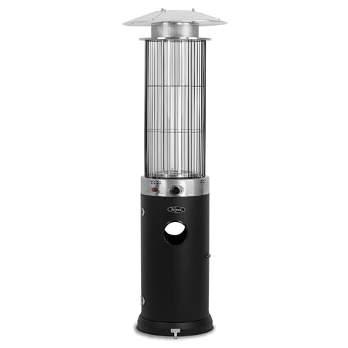 Zelsius Heizstrahler mit Glasröhre Davos 15 kW Schwarz | Ø 57 x (H) 174 cm | Spiralflammen-Heizstrahler, Terrassenheizstrahler, Heizpilz, Feuersäule Outdoor, Gasheizstrahler, Terrassenstrahler Gas
