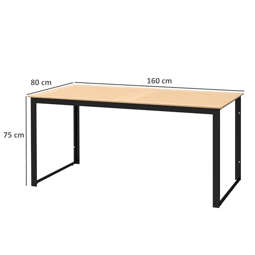 Outsunny Gartentisch für 6 Personen 160 x 80 cm Wetterfest Balkontisch mit Holzoptik Lamellendesign, Buffettisch Metall Campingtisch Terrassentisch Outdoor Esstisch für Garten, Terrasse Balkon Teak – Bild 3