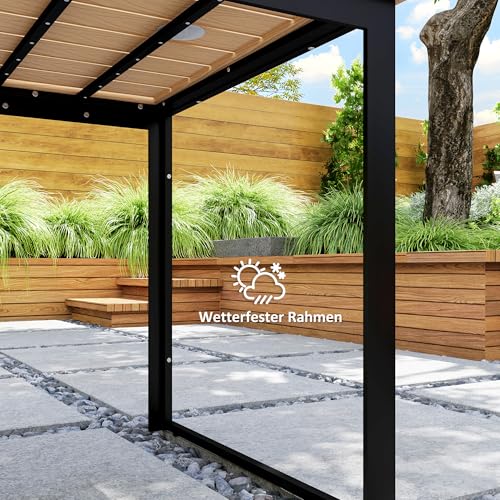 Outsunny Gartentisch für 6 Personen 160 x 80 cm Wetterfest Balkontisch mit Holzoptik Lamellendesign, Buffettisch Metall Campingtisch Terrassentisch Outdoor Esstisch für Garten, Terrasse Balkon Teak – Bild 6
