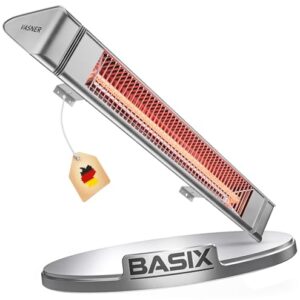 VASNER Teras 25 Basix – Elektrischer Terrassenstrahler mit 1 Heizstufe, 2500 Watt, Infrarot Heizstrahler für Outdoor, Infrarotstrahler Gastro/Terrasse, extern steuerbar (Silber)
