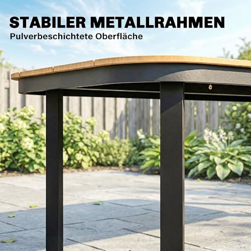 Outsunny Gartentisch, Esstisch für 6 Personen, Terrassentisch, Balkontisch mit Metallrahmen, WPC Lamellentischplatte, Braun, 155 x 88 x 72 cm – Bild 6