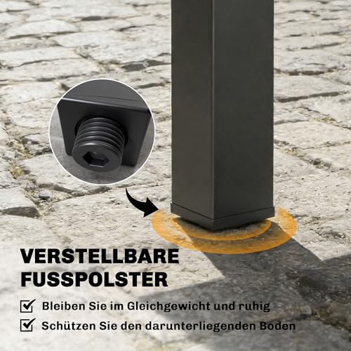 Outsunny Gartentisch Ausziehbarer 80/160 x 80 cm Aluminium Esstisch für 4-6 Personen, Rechteckiger Balkontisch mit Lamellenplatte, Wetterfest Terrassentisch für Garten, Balkon Terrasse Schwarz – Bild 7