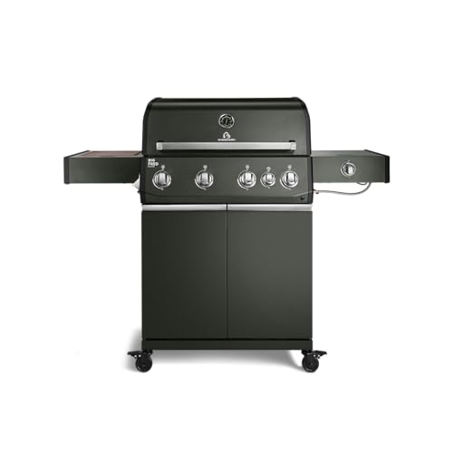 BURNHARD® Gasgrill 4-Brenner, 21,2 kW Gesamtleistung, Infrarot-Keramikbrenner, Edelstahl-Stabbrenner, Seitenkochfeld, Gussrost, große Grillfläche, Piezo-Zündung – Big FRED Deluxe