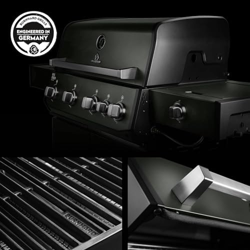 BURNHARD® Gasgrill 4-Brenner, 21,2 kW Gesamtleistung, Infrarot-Keramikbrenner, Edelstahl-Stabbrenner, Seitenkochfeld, Gussrost, große Grillfläche, Piezo-Zündung – Big FRED Deluxe – Bild 6