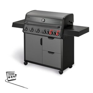 Enders® Gasgrill Hyde 6 SIKR Turbo II inkl. Thermometer, 6-Brenner aus Edelstahl, 800 °C TURBO ZONE, SWITCH GRID, Infarot-Backburner und Seitenkocher