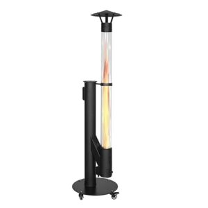 QH HeatRocket Pelletkamin P07 mit Rädern – Schwarz | Pelletofen 5 kW