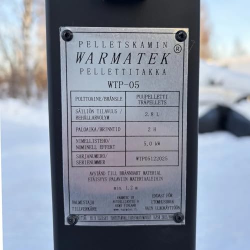 WARMATEK® Patio Premium Pelletofen für Terrasse 5000 W – Skandinavischer Pelletkamin Outdoor ohne Strom & Gas, mit hoher Glasflamme, 2,8 kg Pelletbehälter, für Garten Balkon Veranda – Bild 7
