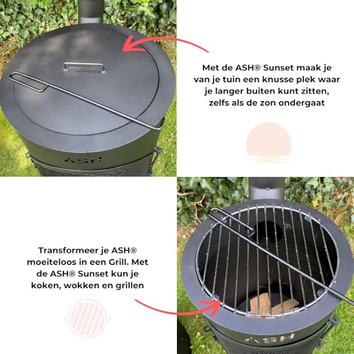 Terrassenofen - Gartenofen - Grill - Terrassenofen - Gartenkamin mit Grill - Schwarz – Bild 6