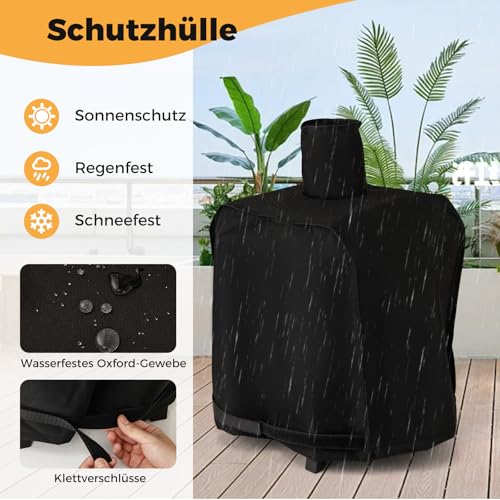 COSTWAY Outdoor Pizzaofen, Pizza Ofen mit Pizzaschaufel, Pizzastein, wasserdichter Abdeckung, Edelstahl-Dach & hitzebeständigen Griffen, tragbarer Brennofen, Holzofen für Picknick, BBQ-Party, Camping – Bild 9