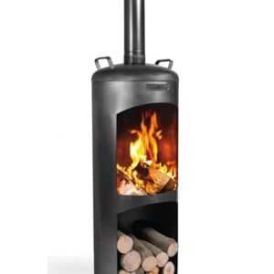 Gartenkamin Faro Gartenofen H 158 cm zum Heizen und Grillen Terrassenofen aus Naturstahl Kamin Ofen CookKing
