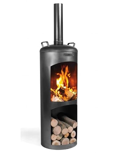 Gartenkamin Faro Gartenofen H 158 cm zum Heizen und Grillen Terrassenofen aus Naturstahl Kamin Ofen CookKing