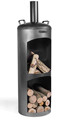 Gartenkamin Faro Gartenofen H 158 cm zum Heizen und Grillen Terrassenofen aus Naturstahl Kamin Ofen CookKing – Bild 2