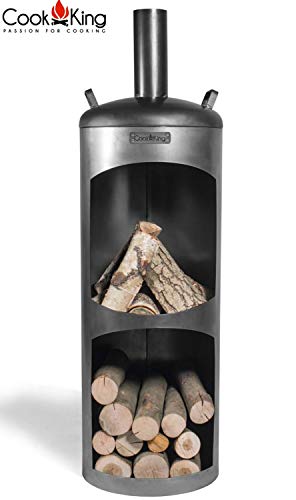 Gartenkamin Faro Gartenofen H 158 cm zum Heizen und Grillen Terrassenofen aus Naturstahl Kamin Ofen CookKing – Bild 4