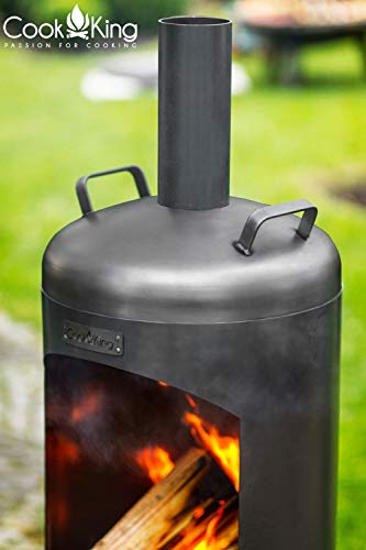 Gartenkamin Faro Gartenofen H 158 cm zum Heizen und Grillen Terrassenofen aus Naturstahl Kamin Ofen CookKing – Bild 6