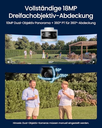 Reolink Dreifachobjektiv PoE Sicherheitskamera für den Außenbereich, 10MP 180° Panorama & 4K PT mit Auto-Tracking, KI-Videosuche, Perimeterschutz, Farb- & IR-Nachtsicht, 24/7-Aufzeichnung, OMVI 3i PoE – Bild 2