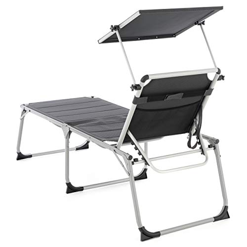 Nexos Trading XXL Senioren-Liege extra hoch für Senioren Gartenliege Sonnenliege Liegestuhl Klappliege –Gartenstuhl aus Aluminium & Textilene – Farbe dunkelgrau – Bild 3
