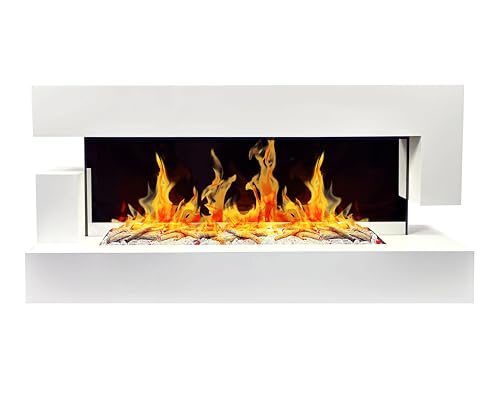 CHEMIN'ARTE Elektrokamin - Wandkamin Elektrisch - Quartz 3XL 153x65zm mit heizung 2000W - Weiß - Kamin deko - mit Fernbedienung - LED-Flammeneffekt – Bild 2