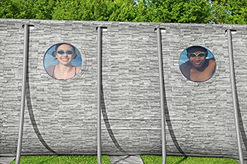 Bestway Power Steel Swim Vista Series Frame Pool Komplett-Set mit Filterpumpe 549 x 274 x 122 cm, Steinwand-Optik (Cremegrau), oval – Bild 12