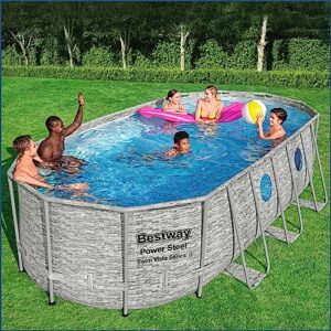 Alternative view of Bestway Power Steel Swim Vista Series Frame Pool Komplett-Set mit Filterpumpe 549 x 274 x 122 cm, Steinwand-Optik (Cremegrau), oval