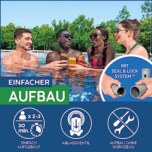 Bestway Power Steel Swim Vista Series Frame Pool Komplett-Set mit Filterpumpe 549 x 274 x 122 cm, Steinwand-Optik (Cremegrau), oval – Bild 6