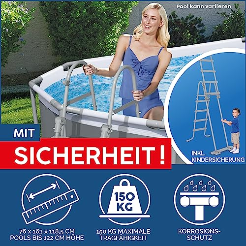 Bestway Power Steel Swim Vista Series Frame Pool Komplett-Set mit Filterpumpe 549 x 274 x 122 cm, Steinwand-Optik (Cremegrau), oval – Bild 7