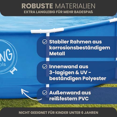 HAF - Swing Frame Pool rund Stein-Optik (Ø 366 cm, 91 cm tief) - Gartenpool mit 8.300 Liter - Robust, UV-geschützt & korrosionsbeständig - Stabiler Metallrahmen - Schnellaufbau ohne Werkzeug – Bild 4