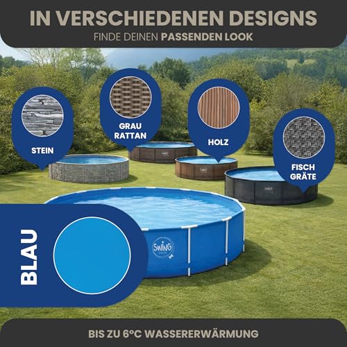 HAF - Swing Frame Pool rund Stein-Optik (Ø 366 cm, 91 cm tief) - Gartenpool mit 8.300 Liter - Robust, UV-geschützt & korrosionsbeständig - Stabiler Metallrahmen - Schnellaufbau ohne Werkzeug – Bild 5