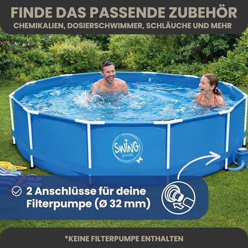 HAF - Swing Frame Pool rund Stein-Optik (Ø 366 cm, 91 cm tief) - Gartenpool mit 8.300 Liter - Robust, UV-geschützt & korrosionsbeständig - Stabiler Metallrahmen - Schnellaufbau ohne Werkzeug – Bild 6