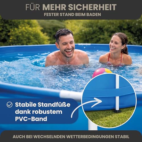 HAF - Swing Frame Pool rund Stein-Optik (Ø 366 cm, 91 cm tief) - Gartenpool mit 8.300 Liter - Robust, UV-geschützt & korrosionsbeständig - Stabiler Metallrahmen - Schnellaufbau ohne Werkzeug – Bild 7
