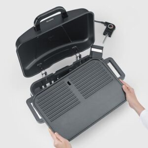 Alternative view of Severin Stand- und Tischgrill, Elektro-Grill für Balkon, 2300W, 10 Min. Aufheizzeit, Keramik-Beschichtung, max. 230°C, mit Deckel, Standgestell, Thermometer, 45x30cm Grillfläche, matt-schwarz, PG 8598