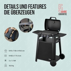 Alternative view of Enders® eURBAN 2 Trolley, emaillierter Gussrost, abnehmbare Seitenablage, Enders® Elektrogrill, Balkongrill, 2 in 1 Tischgrill & Standgrill, Rollwagen, #971872