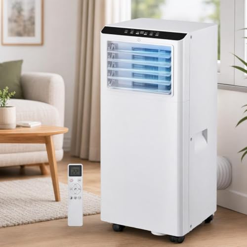 7000 BTU Mobiles Klimagerät mit Abluftschlauch für 30–40 m², leiser 4-in-1 Raumkühler mit Entfeuchtung, Ventilation und Follow-Me, R290, 24h-Timer, Fernbedienung, Fenster-Set, Energieklasse A