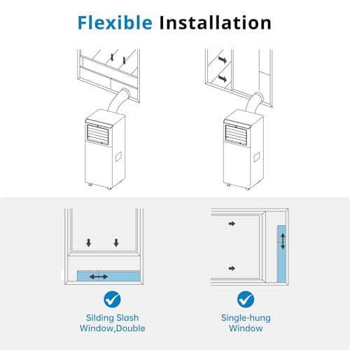 7000 BTU Mobiles Klimagerät mit Abluftschlauch für 30–40 m², leiser 4-in-1 Raumkühler mit Entfeuchtung, Ventilation und Follow-Me, R290, 24h-Timer, Fernbedienung, Fenster-Set, Energieklasse A – Bild 7
