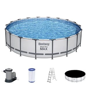 Steel Pro MAX Bestway Frame Pool Komplett-Set mit Filterpumpe Ø 549 x 122 cm, lichtgrau, rund