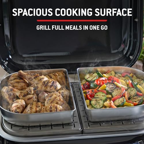 Weber Lumin Kompakt Tragbarer Elektrogrill, Heizt bis 315°C, mit Deckelthermometer, porzellanemaillierten Gusseisenrosten, 43 x 32 cm Grillfläche, schwarz (1502012) – Bild 10