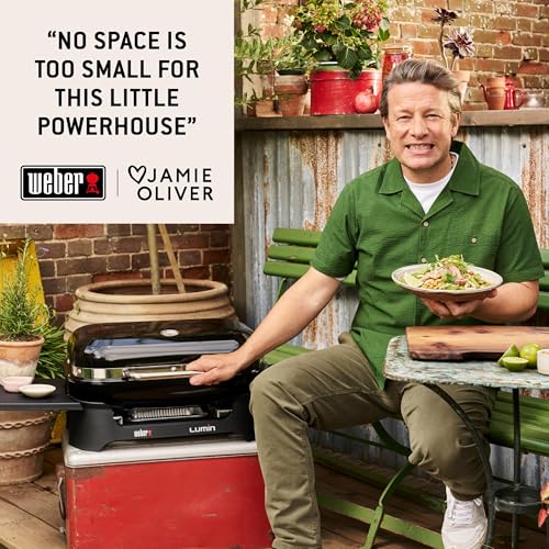 Weber Lumin Kompakt Tragbarer Elektrogrill, Heizt bis 315°C, mit Deckelthermometer, porzellanemaillierten Gusseisenrosten, 43 x 32 cm Grillfläche, schwarz (1502012) – Bild 8