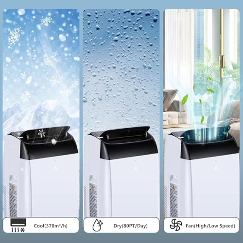 Tragbare 3-in-1-Klimaanlage mit 10000 BTU – mit Fernbedienung, Ventilator, Luftentfeuchter, leisem Betrieb und Rollen; geeignet für Schlafzimmer, Wohnzimmer und Büros. – Bild 7