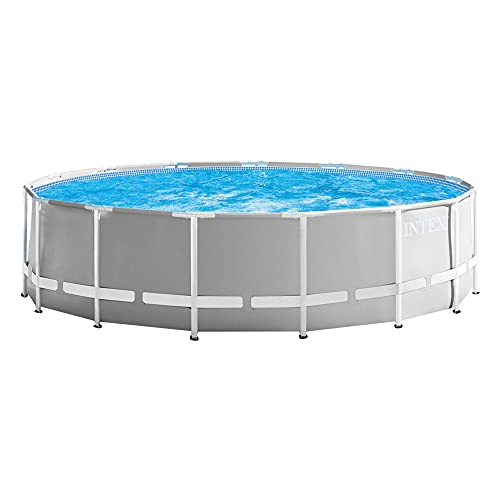 Intex 26726NP – Aufstellpool Prism Frame Rund, Filterpumpe 3785 L/h, Leiter, Bodenplane und Abdeckplane, 16805 L, Stahl und PVC, Grau, 457x122 cm – Bild 9