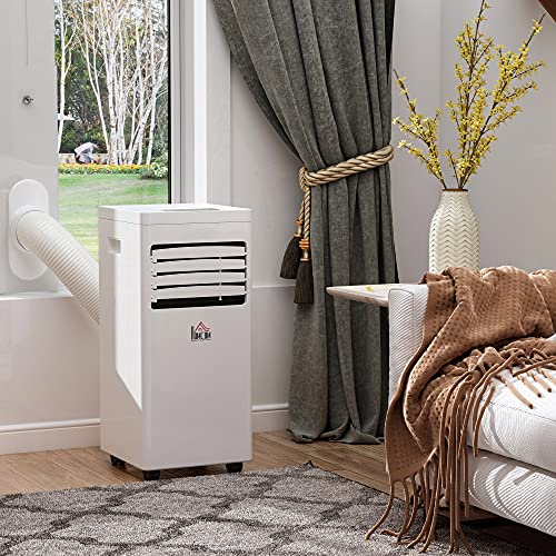 HOMCOM Mobile Klimaanlage, 7000BTU 3-in-1 Klimagerät - Kühlen, Entfeuchtung und Ventilation – Luftentfeuchter, Ventilator, mit Fernbedienung 24h Timer, 2 Geschwindigkeitsstufen, für 10-15 m², Weiß – Bild 2