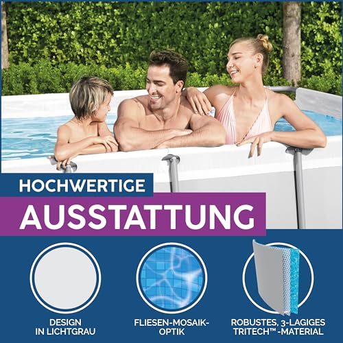 Bestway Power Steel Ersatz Frame Pool ohne Ersatz Frame Pool 404 x 201 x 100 cm, lichtgrau, eckig – Bild 5