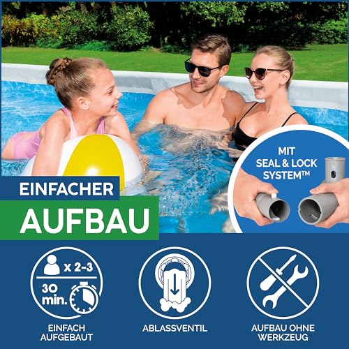 Bestway Power Steel Ersatz Frame Pool ohne Ersatz Frame Pool 404 x 201 x 100 cm, lichtgrau, eckig – Bild 6