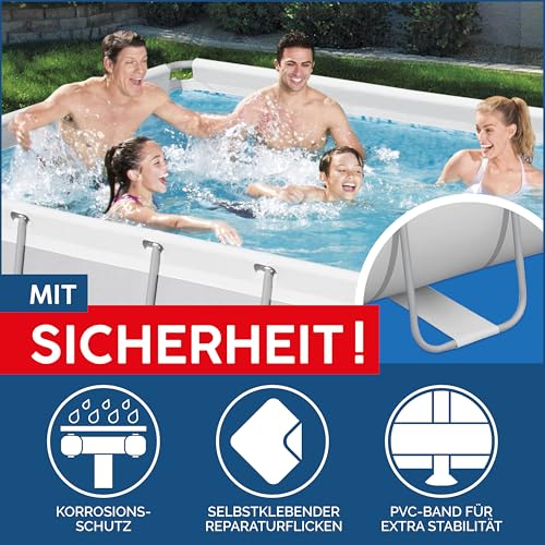 Bestway Power Steel Ersatz Frame Pool ohne Ersatz Frame Pool 404 x 201 x 100 cm, lichtgrau, eckig – Bild 7