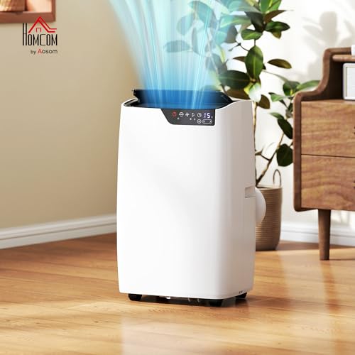 HOMCOM Mobiles Klimagerät mit Abluftschlauch 12000 BTU 3,5 kW, 4-in-1 Mobile Klimaanlage mit Kühlen, Ventilieren, Entfeuchten, Schlafmodus, WLAN-Sprachfernbedienung, Timer, für Räume bis 35㎡ – Bild 2