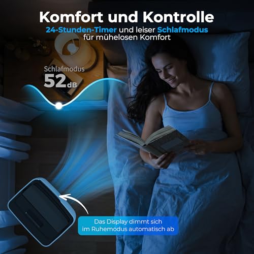 HOMCOM Mobiles Klimagerät mit Abluftschlauch 12000 BTU 3,5 kW, 4-in-1 Mobile Klimaanlage mit Kühlen, Ventilieren, Entfeuchten, Schlafmodus, WLAN-Sprachfernbedienung, Timer, für Räume bis 35㎡ – Bild 6