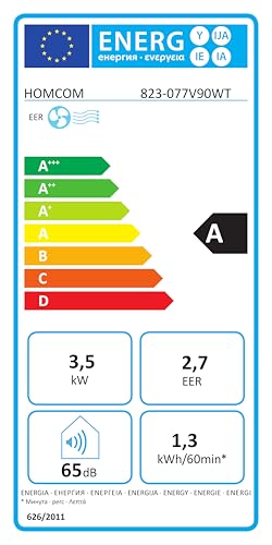 HOMCOM Mobiles Klimagerät mit Abluftschlauch 12000 BTU 3,5 kW, 4-in-1 Mobile Klimaanlage mit Kühlen, Ventilieren, Entfeuchten, Schlafmodus, WLAN-Sprachfernbedienung, Timer, für Räume bis 35㎡ – Bild 11