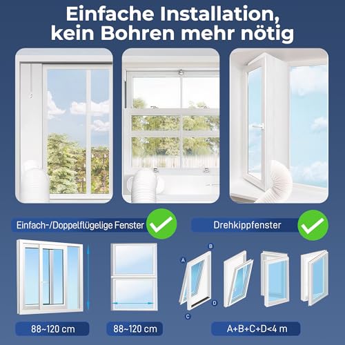 HOMCOM Mobiles Klimagerät mit Abluftschlauch 12000 BTU 3,5 kW, 4-in-1 Mobile Klimaanlage mit Kühlen, Ventilieren, Entfeuchten, Schlafmodus, WLAN-Sprachfernbedienung, Timer, für Räume bis 35㎡ – Bild 8
