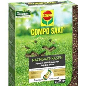 COMPO SAAT Nachsaat-Rasen - für Lücken und kahle Stellen - zuverlässiger Nachsaatrasen - hochwertige Saatgutmischung mit Premium-Mantelsaat - 2 kg für 100 m²
