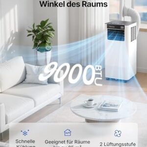 Alternative view of Temprium Mobile Klimaanlage 9000BTU 2,6Kw mit Abluftschlauch | 3-in-1 Mobiles Klimagerät | Fensterabdichtung | APP-Steuerung Fernbedienung | Leiser Betrieb <48dB | 24h-Timer | Für Räume bis 25m²